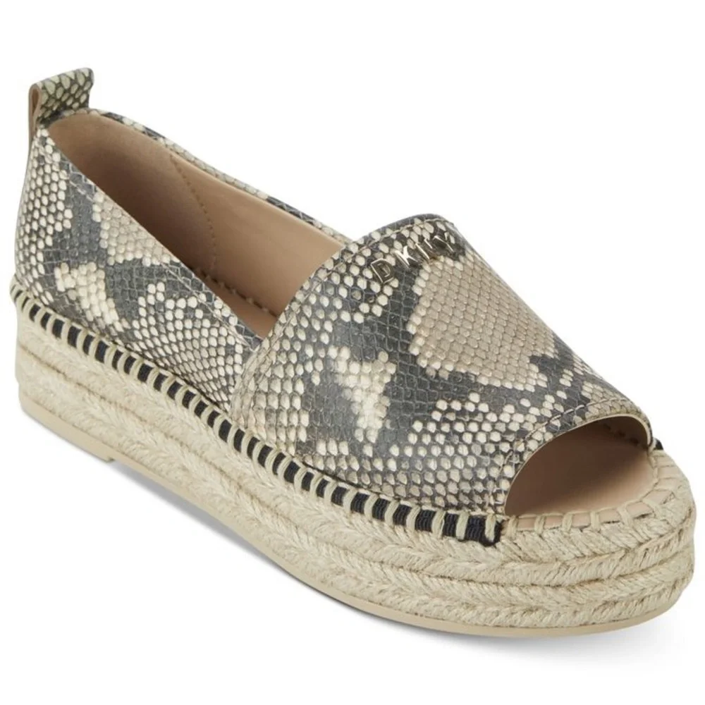 DKNY 9 Cream and gratis green Espadrilles open tie